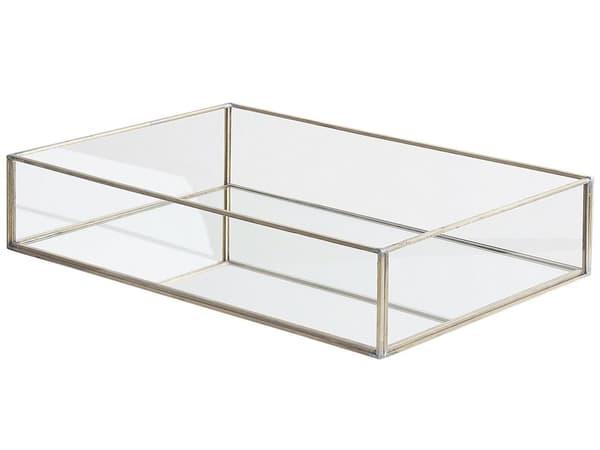 Dekorativ bricka Silver Metall och glas Rektangulär 30 x 20 cm Cocktailbricka