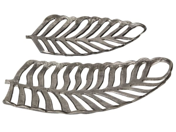 Prydnadsfat Set om 2 Silver Metall Smycken Ring Hållare Bricka Monstera Motiv Dekoration