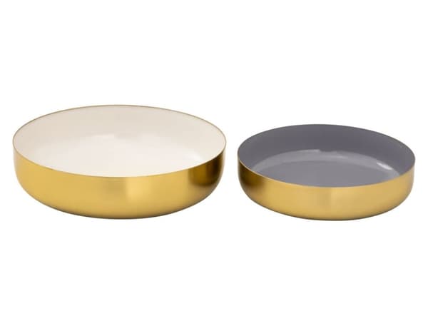 Deco Bowl 2 runt nibble skal glam metallguld- vit grå