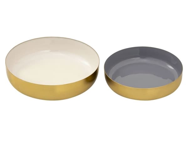 Deco Bowl 2 runt nibble skal glam metallguld- vit grå