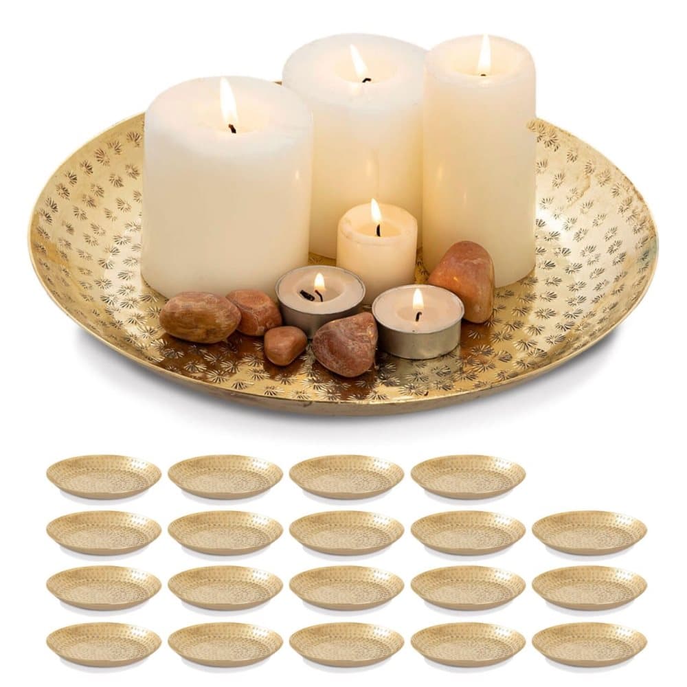 Dekorbricka 20 st Metal Ø 28 cm rund guld som serverar bricka
