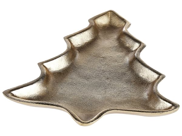 Trinket Fad Sæt Guld Metal 2 Ring Holder Bakke Juletræ Motiv Dekoration