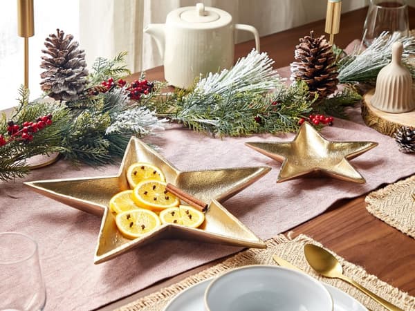 Trinket Fad Sæt Guld Metal 2 Smykker Ring Holder Bakke Stjerne Motiv Decoration