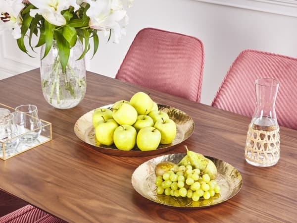 Serveringsfade Guld Metal Aluminium Sæt af 2 ø 40 / 32 cm Runde Dekorative Fade Bordpynt til Spisebord til Spisestue Tilbehør Pyntebakker