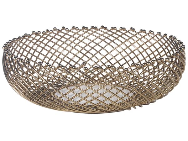 Set med 2 Dekorativa Skålar Guld Metall Rund Accent Skål Öppen Design