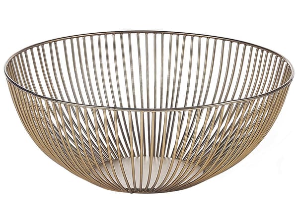 Set med 3 Dekorativa Skålar Guld Metall Rund Accent Skål Öppen Design
