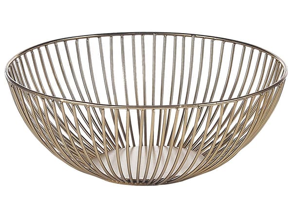 Set med 3 Dekorativa Skålar Guld Metall Rund Accent Skål Öppen Design