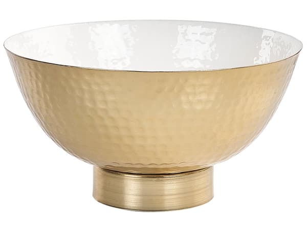 Set med 3 Dekorationsskålar Guld Metall Hamrad Finish Rund Accentskål Design