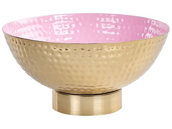 Set med 3 Dekorationsskålar Guld Metall Hamrad Finish Rund Accentskål Design