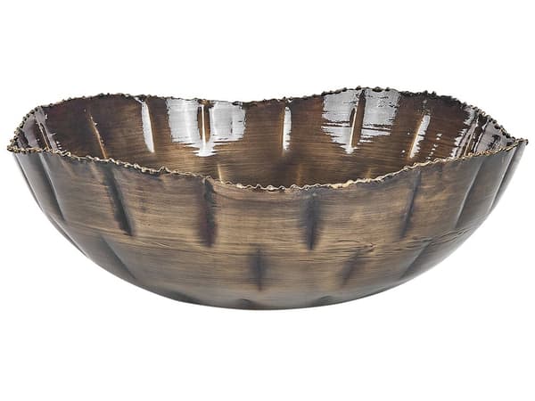 Set med 3 Dekorationsskålar Mässing Metall Sliten Finish Runda Accentskålar Design