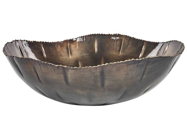 Set med 3 Dekorationsskålar Mässing Metall Sliten Finish Runda Accentskålar Design