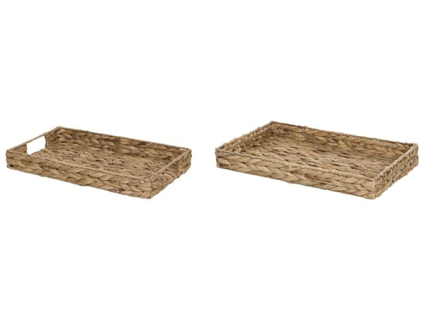 Set om 2 dekorativa brickor Ljus vattenhyacint Boho bricka smycken smyckesfat Vävd hemtillbehör