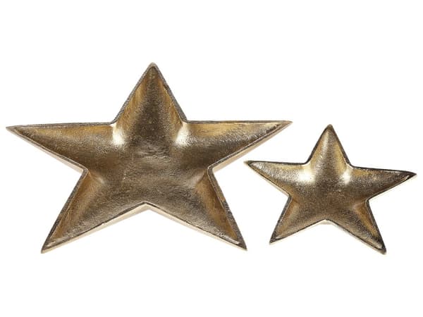 Prydnadsfat Set Guld Metall 2 Smycken Brickor Stjärnmotiv Dekor