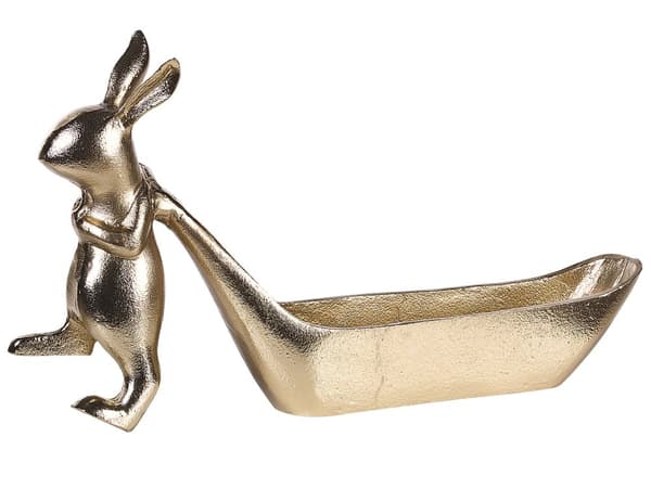 Prydnadsfat Guld Metall Smycken Ring Hållare Bricka Påskhare Motiv Dekoration Vardagsrum Matsal Kök