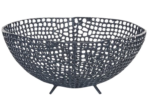 Set med 2 Dekorativa Skålar Svart Metall Rund Accent Skål Öppen Design