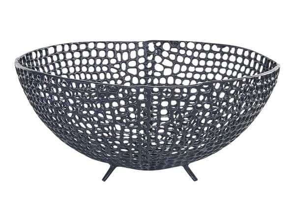 Set med 2 Dekorativa Skålar Svart Metall Rund Accent Skål Öppen Design