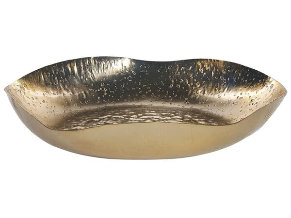 Set med 3 Dekorativa Prydnadsfat Guld Metall Smyckesfat Runda Fat Texturerade Glamour Hemtillbehör
