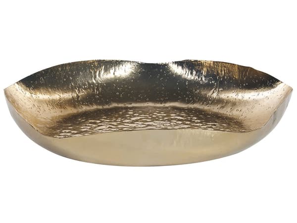 Set med 3 Dekorativa Prydnadsfat Guld Metall Smyckesfat Runda Fat Texturerade Glamour Hemtillbehör