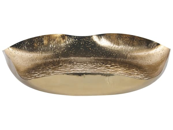 Set med 3 Dekorativa Prydnadsfat Guld Metall Smyckesfat Runda Fat Texturerade Glamour Hemtillbehör