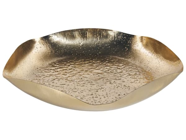 Set med 3 Dekorativa Prydnadsfat Guld Metall Smyckesfat Runda Fat Texturerade Glamour Hemtillbehör