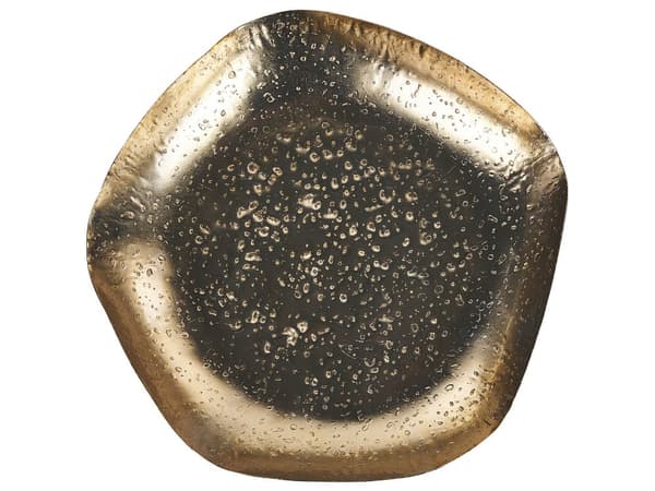 Set med 3 Dekorativa Prydnadsfat Guld Metall Smyckesfat Runda Fat Texturerade Glamour Hemtillbehör