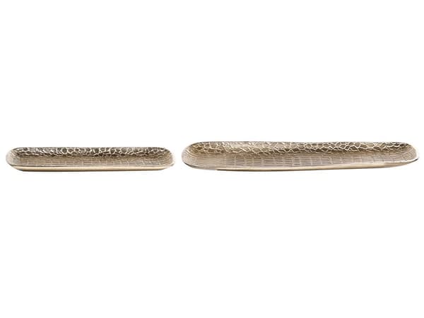 Set med 2 Dekorativa Fat Guld Metall Smyckesfat Texturerad Glamour Hemtillbehör
