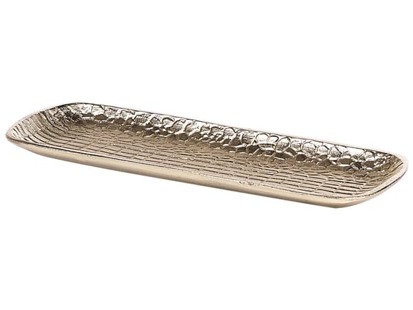 Set med 2 Dekorativa Fat Guld Metall Smyckesfat Texturerad Glamour Hemtillbehör