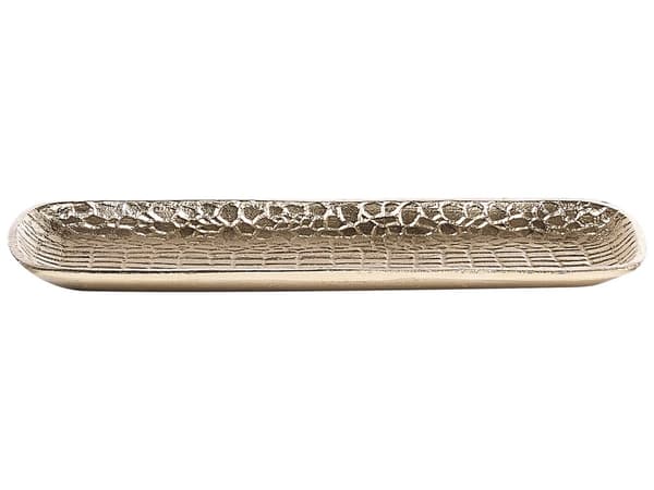 Set med 2 Dekorativa Fat Guld Metall Smyckesfat Texturerad Glamour Hemtillbehör