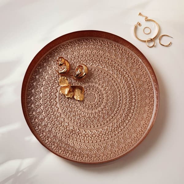Koristeellinen tarjotin | ASALI | lasi beige | 33x3,3cm | 732119