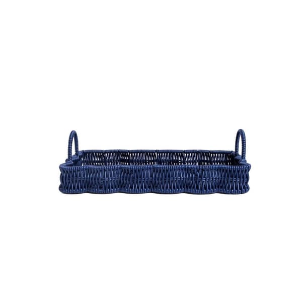 COBELS dekorativ bakke, flettet, marineblå, 34x23x5 cm