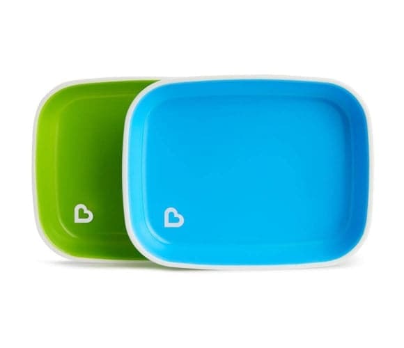 Munchkin Splash Plates 2 Pack With Grip 1 Blue And 1 Green