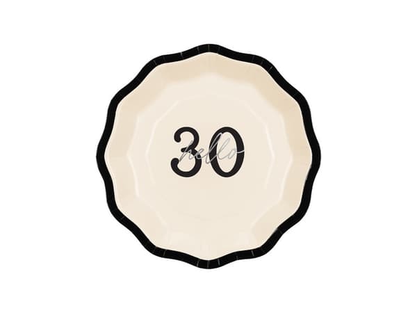 Papptallrikar ''Hello 30'', blandade, 18 cm (1 förpackning / 6 st.)