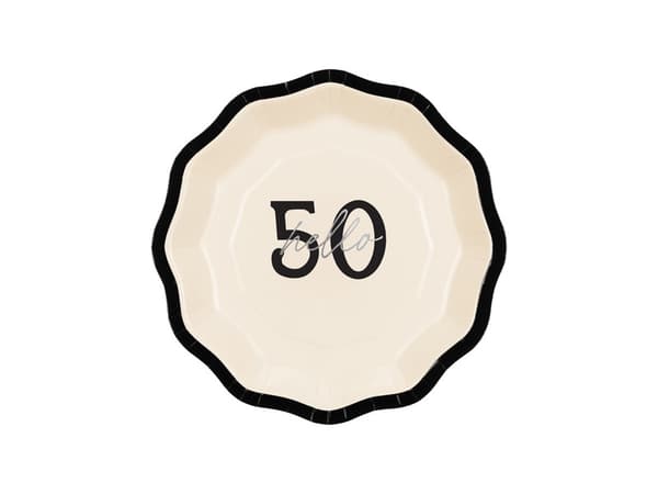 Papptallrikar ''Hello 50'', blandade, 18 cm (1 förpackning / 6 st.)