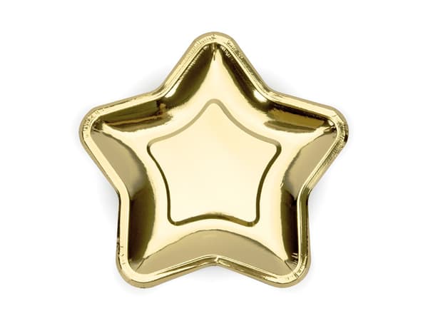 Stjärnfat, guld, 23 cm (1 förpackning / 6 st.)