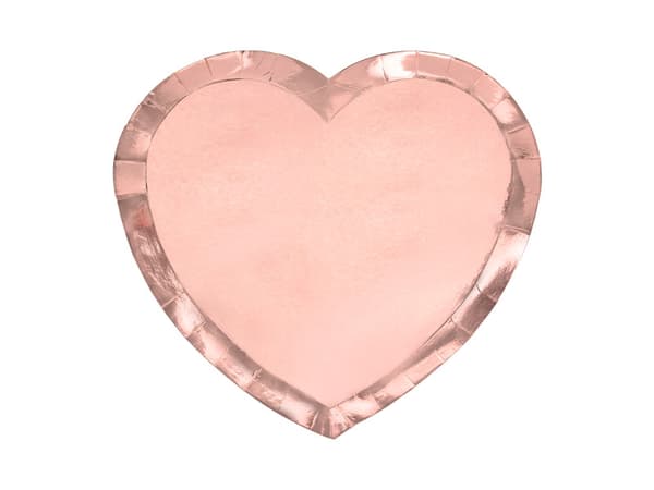 Hjärtfat, roséguld, 21x19cm (1 förpackning / 6 st.)