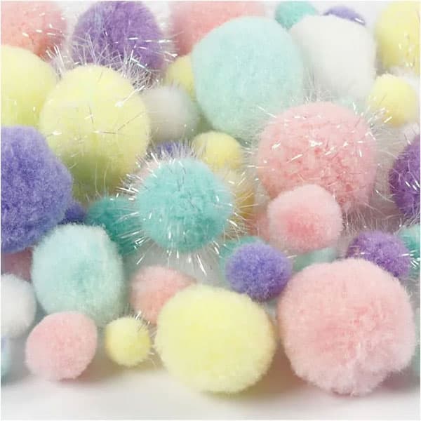 Pompong - Pastell Glitter - 15-40 mm - 400 g
