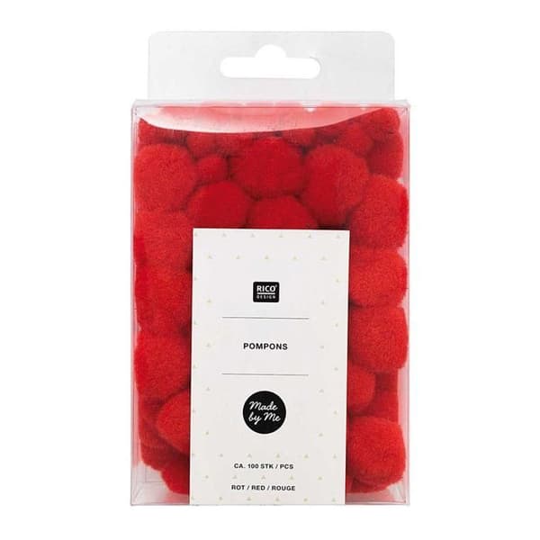 100 Pompoms - Röda