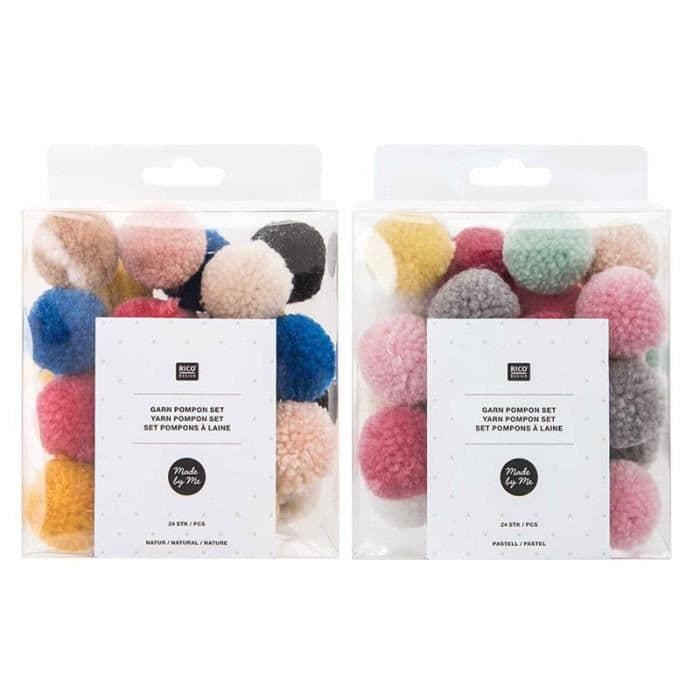 48 ullpomponger i naturliga och pastellfärgade nyanser