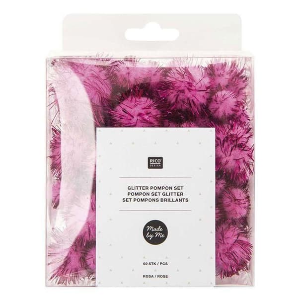 60 skinande rosa pom poms
