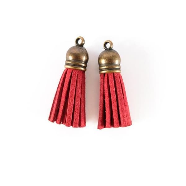 2 minis pompons i mocka 4 m - röd