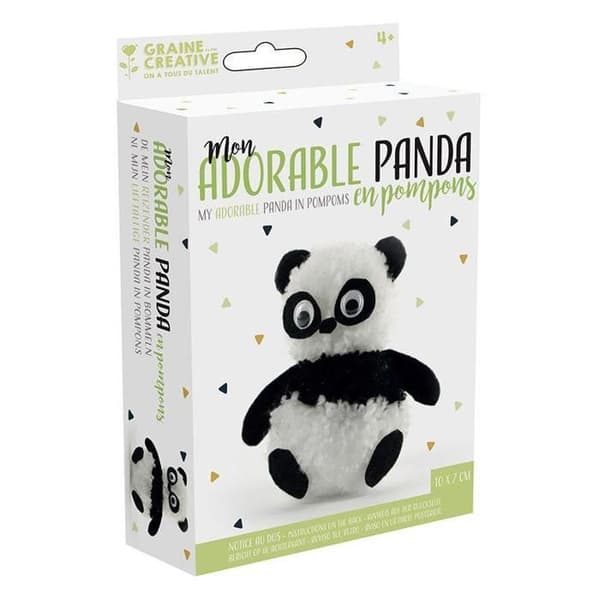 Kit Pompons - Panda - 16 st - Vits - Nyckelpiga - Lätt att använda - Material ingår
