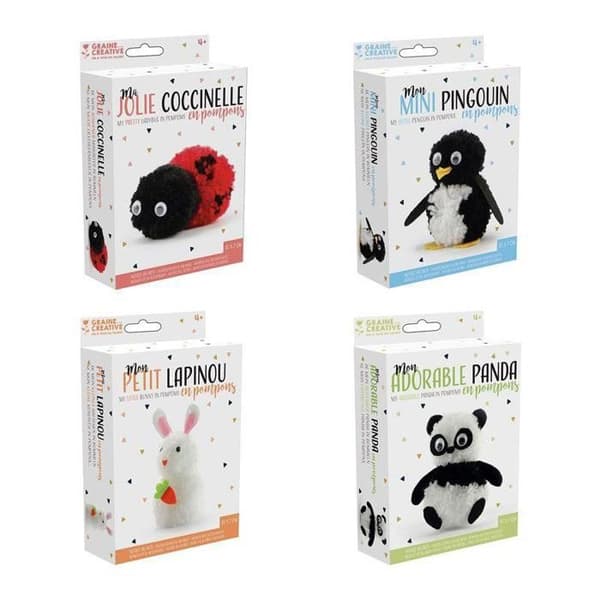 4 pom pom lådor för barn