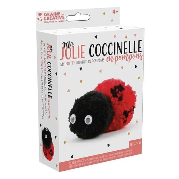 Kit Pompons - Nyckelpiga - 7 st - Röd - Gör det själv - Hantverk - Kreativitet