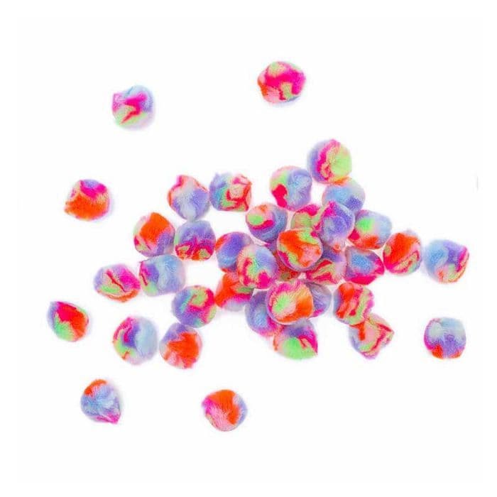 40 akryl pom poms - Pastell Rainbow