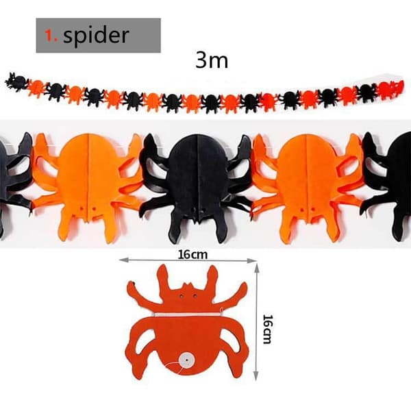Halloween - Dekorasjoner - Garland - Gresskar, spøkelser - 3m