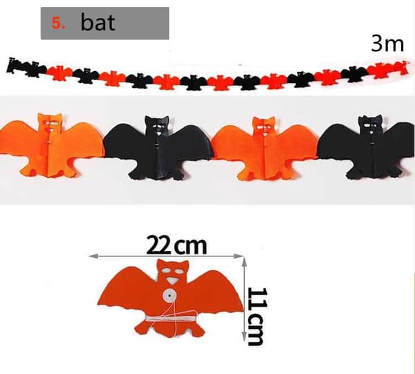 Halloween - Dekorasjoner - Garland - Gresskar, spøkelser - 3m