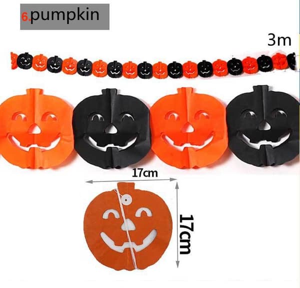 Halloween - Dekorasjoner - Garland - Gresskar, spøkelser - 3m