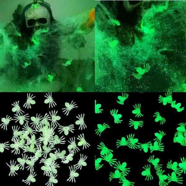 50 kpl Luminous Spiders muovia - Sisustus - Halloween