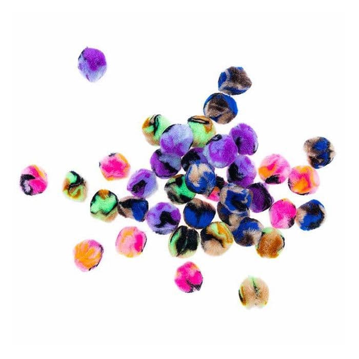 40 akryl pom poms - Acid Leo neon svart