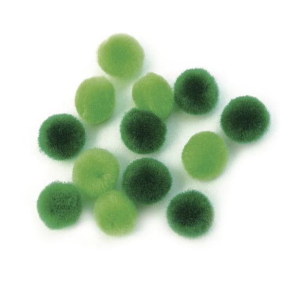 Pomponer Ø 15 mm Grön (assortiment) 60 stycken